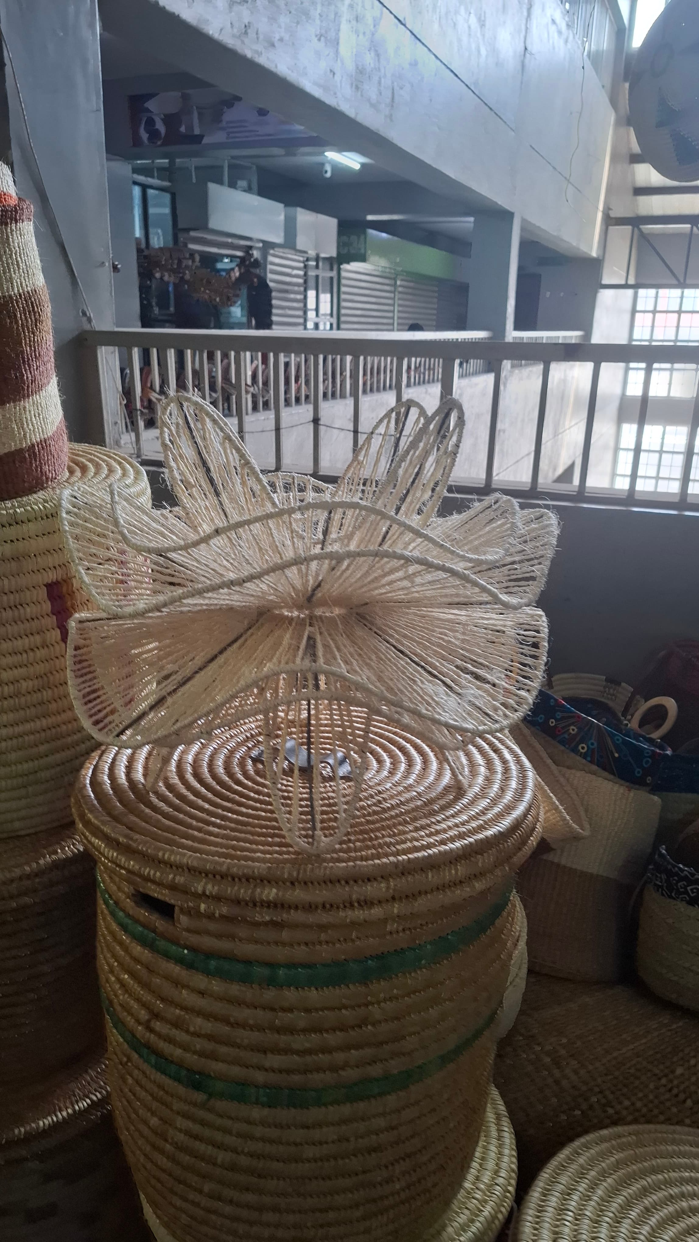 6 layered  medium sized sisal lampshade